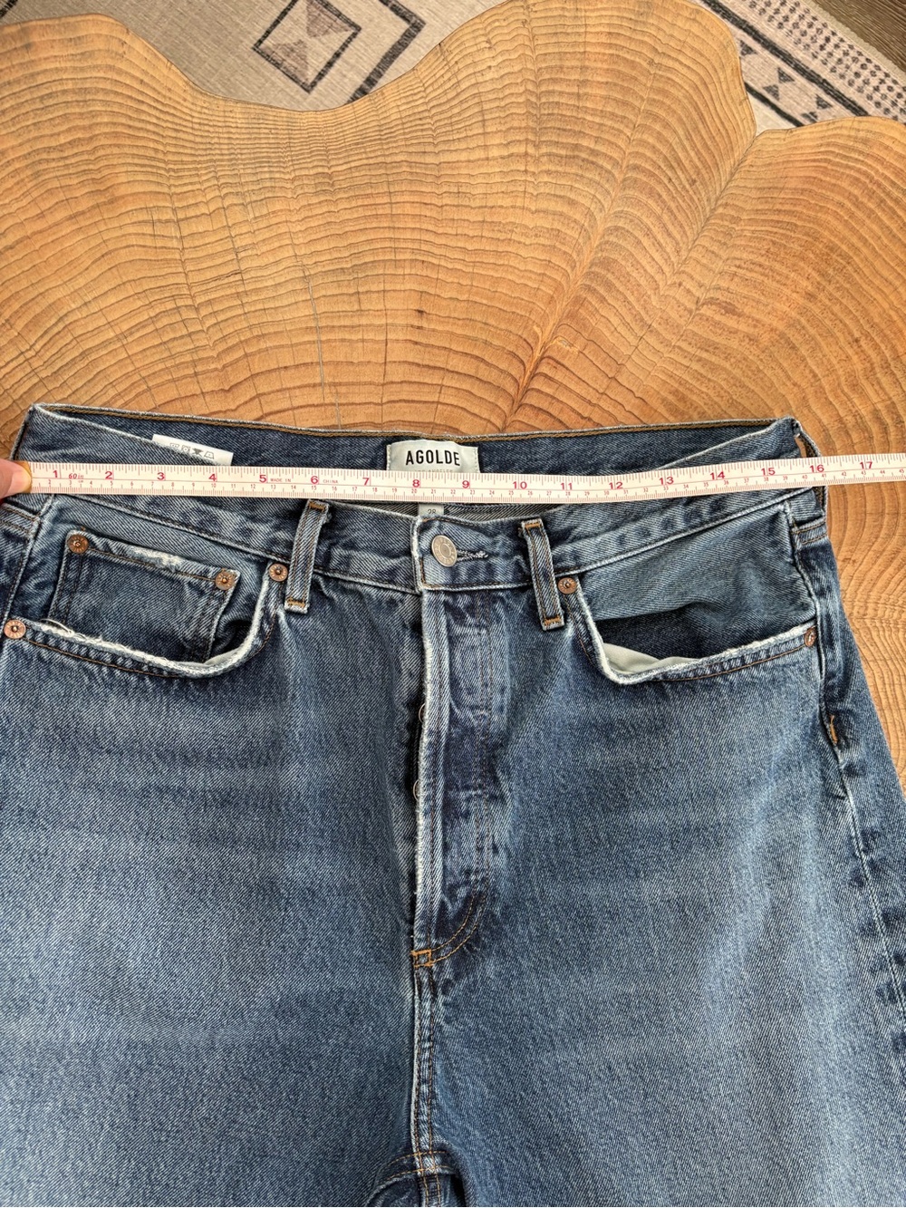 Agolde Fran Button-Fly Medium Wash Blue Jeans Size 28 - Picture 15 of 15